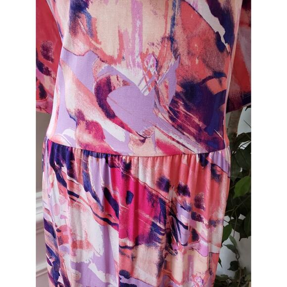 LOGO by Lori Goldstein Dress Women 2X Multicolor Midi Stretch Soft Knit Casual - Picture 4 of 15